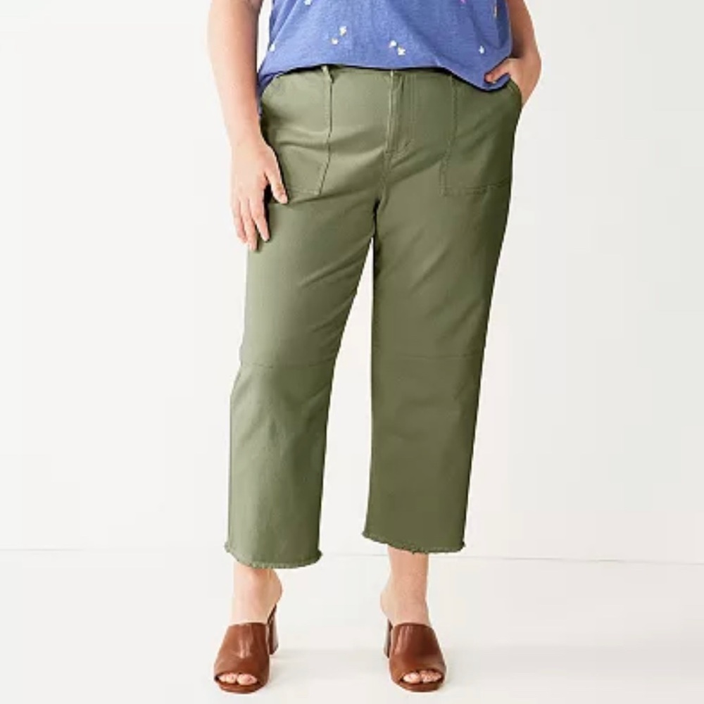 NWT Sonoma Goods For Life High-Waisted Utility Straight Crop Pants. 24W